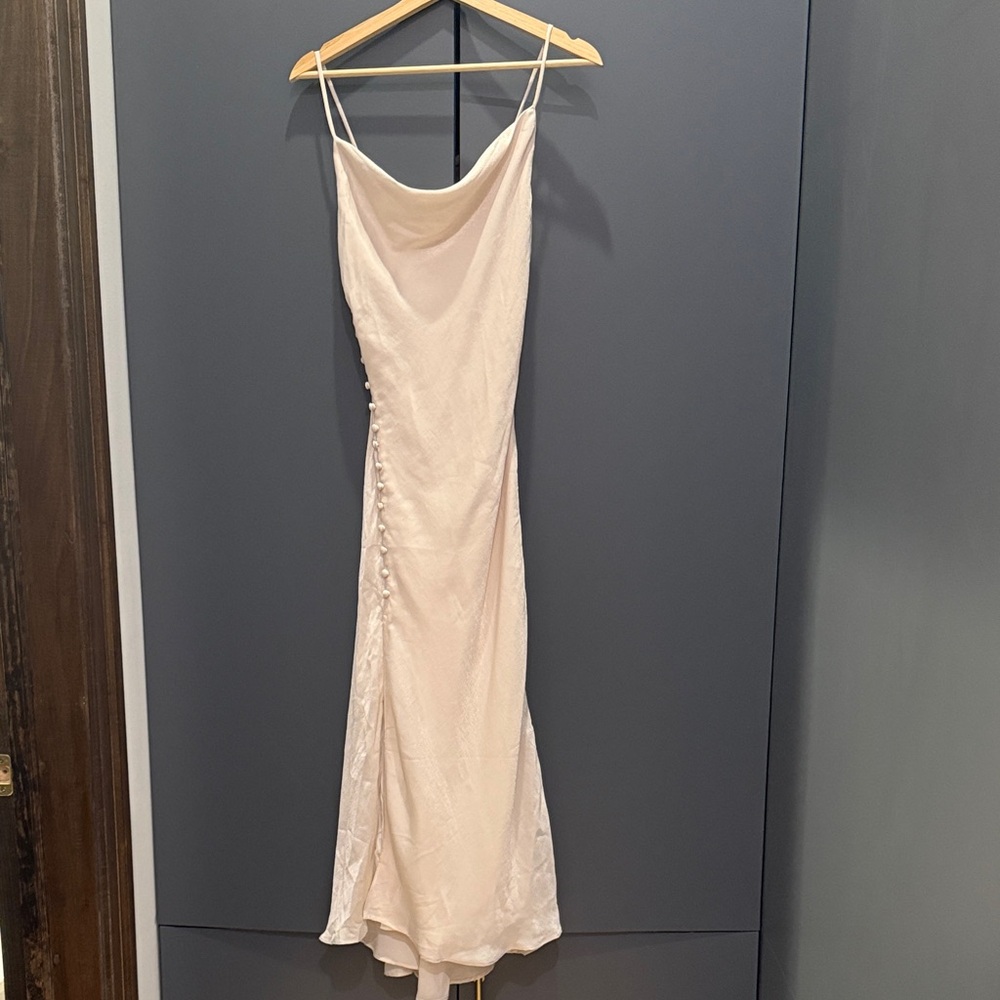 White Slip Dress with Button Side Detail